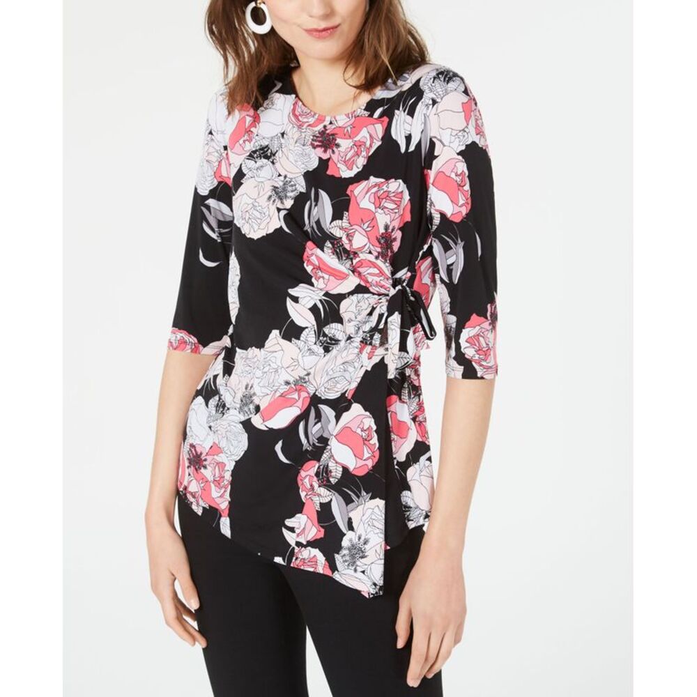 Alfani Petite Printed Side Tie Top